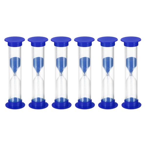 1 Minute Zandtimer, 6 stuks Klein Uurglas met Plastic Cover, Countdown Timer, Zand, Glas voor Games, Keuken, Partij, Promotie, Ambachten, Decoratie, Blauw