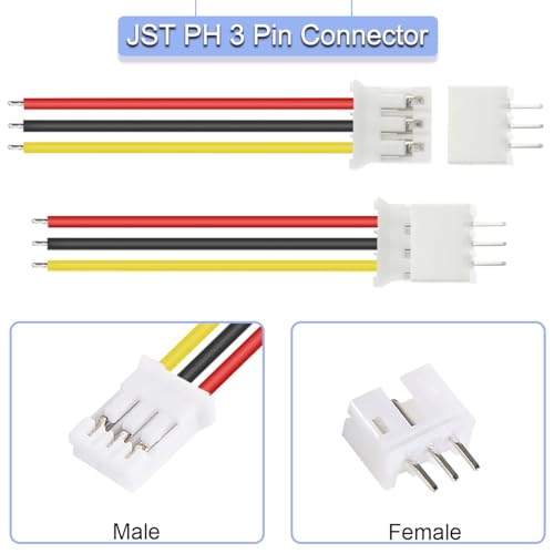 40 stuks JST PH 2.0 3-pins mannelijke connector met 15 cm kabel en vrouwelijke micro JST PH 2 mm 3-pins connectorplug voor vliegtuig, quadcopter, LED-strip, speelgoed, PCB-bedieningspaneel 4