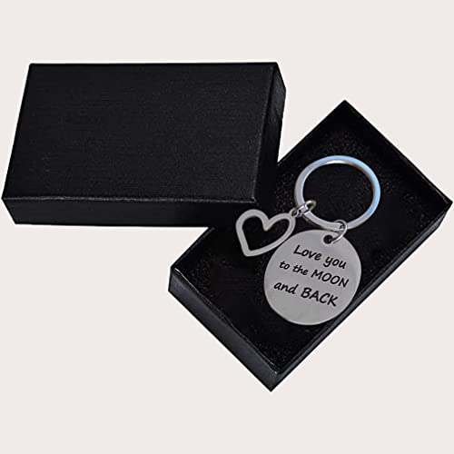 Love You to the Moon and Back Keychain Inspirational Lovers Paar Man Vrouw Moeder Sleutelhanger Geschenk Verjaardag Moederdag, Zilver, zilver 4