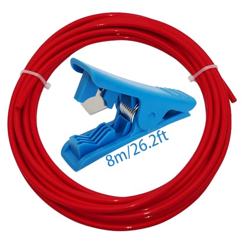Supply Tube, Red PTFE Teflon Slang (8m, 2mm ID x 4mm Buitendiameter) + Blue PTFE slang Cutter for Creality Ender 3/Pro Ender 5 CR-10/10S 1.75 MILITAIRE 3D Printer