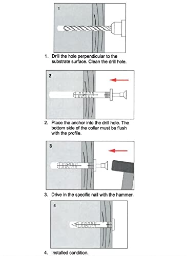 M6 Hammer Type Solid Wall Mounts, 6x80mm Wandplug en 3.9x85mm Hammer-in Schroef, Hammerfix Nail in Wall Ankers met Phillips Countersunk Head voor betonnen stenen steen Holle blokken (100PCS) 4
