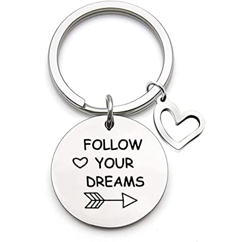 Inspirational Keychain Volg je dromen Keychain voor dochter, zus, vriendin, familie, verjaardag cadeau meisje 13e 14e 15e 15e 16e 17e 18e verjaardag, Kerstmis, Nieuwjaar, Graduation Gift