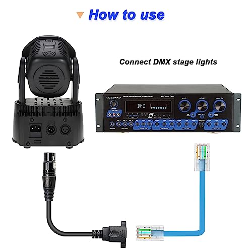 XLR 3pin naar RJ45 Bus Adapter Kabel, RJ45 Network Connection naar XLR Plug, Adapter Kabel voor DMX-CON Controller (4 Pack, 30cm) 5