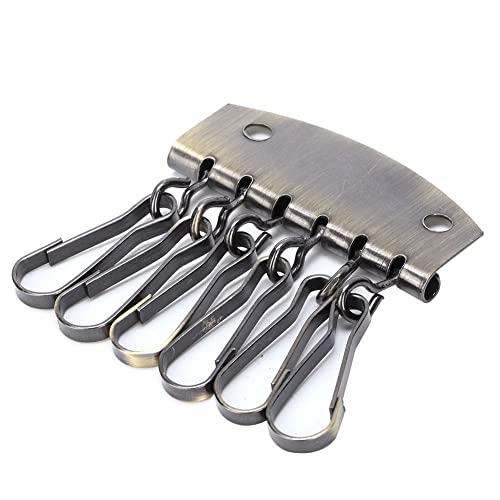 Legering Key Row Wallet Hardware, lederen gereedschap Keychain, lederen Key Case Organisator met 6 haken Buckle Clip - Brons (Old Sweep Key Row)