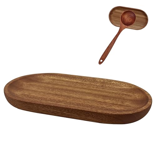 Ladle & Lepelhouder, Natuurlijke Retro Houten Lepel Rest, Keuken Lepel Rest voor Countertop, Bestekhouder voor Spatula's, Lepels, Tongs &amp; Meer Koken - Donker Bruin