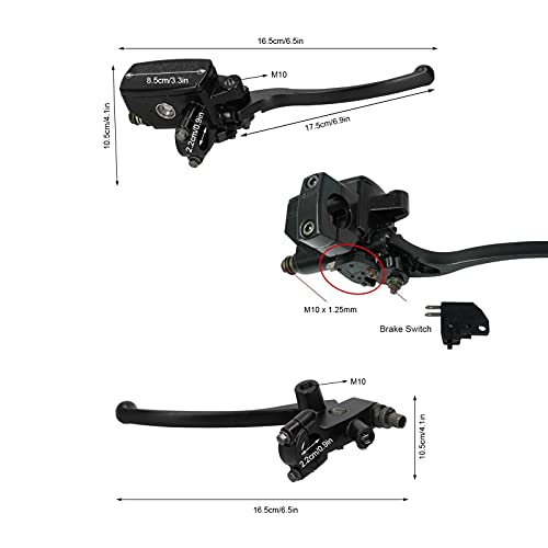 22mm Remmenkoppeling Hoofdcilinder, Handvat voor Universele Motorfiets Montage Hydraulische Remmen Koppeling Lever Zwart CNC Aluminium Legering 3