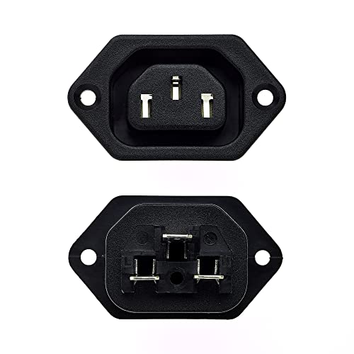 IEC Paneel Socket Flange Fix - zwart, Pack van 2 - AC 250V 10A 320 C13 Mount Vrouwelijke Connector 3 Pins Inlet Module Plug Power Straight 4