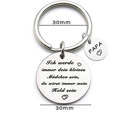 Papa geschenk "Ich werde immer dein little girl," je zal altijd mijn held sleutelhanger Beste papa Ooit sieraden Vaderdag cadeau verjaardag cadeau van dochter aan vader, zilver, M, zilver
