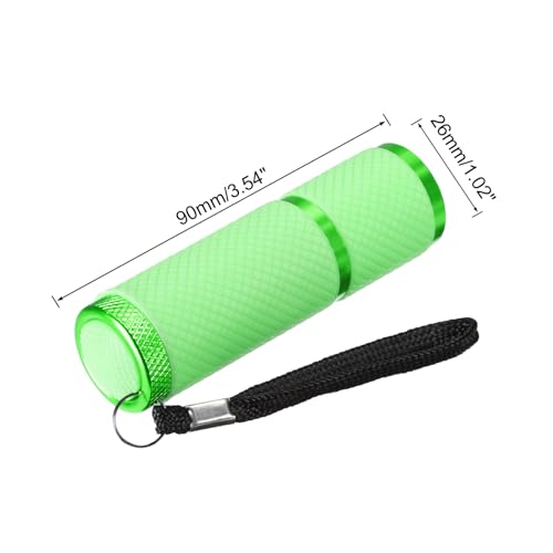 9 LED Glow in donkere zaklampen, Mini aluminium zaklamp Rubber gecoate zaklamp met riem voor Camping, Wandelen, Party, Groen