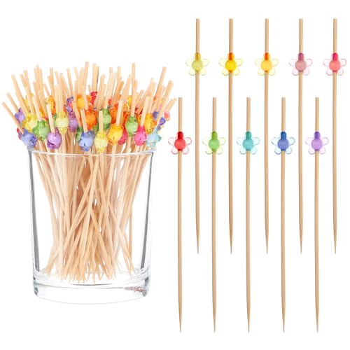 Verpakking van 100 Cocktail Schewers, 12cm Houten Cocktail Schewers, leuke houten tandenstoker decoratie, Appetizers Skeewers voor Bar Cake Party en Fruit Skewer Party Gift Birthday Party