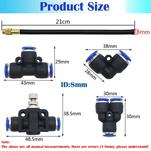 8mm Quick Connector, 6st Quick Sprinkler Head Universal Adjustment, Watering and Flower Watering Irrigation Micro Spray New Nozzle, met 10st Luchtdruk Quick Fittings