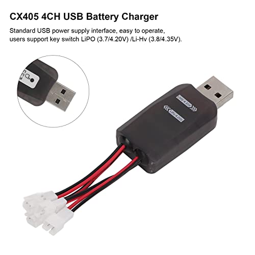 CX405 4CH USB-oplader, 4 leds onafhankelijk van 4 kanalen, voor Mcpx / Molex / JST Connector Batterij, voor 1S 3.7V Lipo LiHV 3.8V Batterij voor RC Helikopters Etc