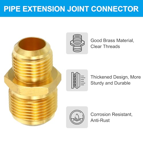 5/8 Inch Male Flare x 3/4 Inch Male Flare Connector, SAE 45 Degree Flare Brass Adapter Reduction Union Tube Koppelen Flare Pipe Fitting voor Air Gas Line Koeling HVAC 4