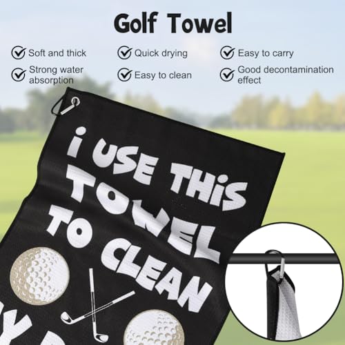 Golf Handdoek, Grappige Golf Cadeaus voor Mannen, Draagbare Golf Handdoeken met Clip, Gepersonaliseerde Golf Handdoek voor Mannen, Vriend, Man, Vader, Golf Fan, Golf Fan 3