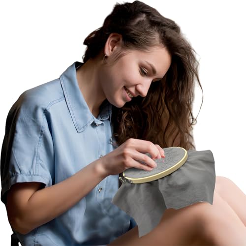 Borduursets voor volwassenen Beginners met Patroon, Linnen Viola Bloem borduren Kit Hand borduren Kits Naaien Craft Kit Inclusief Bloemen borduren Kleding Borduur Hoepel Naald