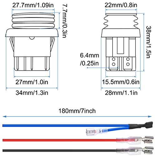 Torque Switch Polariteit achteruit Motor Schakelschakelaar DC12V 10A Boat Connection Control ON/Off/ON DPDT Switch met draad, 2PCS 6 Pin Waterdichte knopschakelaar voor RV 4