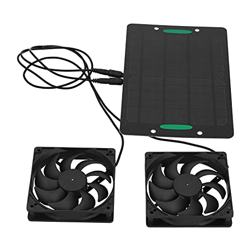 10W 12V Zonnepaneelventilator Kit, Waterproof Solar Panel Powered Double Fan met 2m Kabel, Portable Outdoor Ventilator Uitlaat Ventilator voor kip Coops, Greenhouse