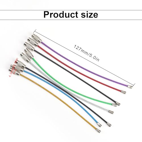 105 stuks in 7 kleuren sleutelhanger kabel, 15 cm roestvrij stalen sleutelhanger, sleutelhanger groot voor het ophangen van bagage labels, sleutelhangers en ID kaarten