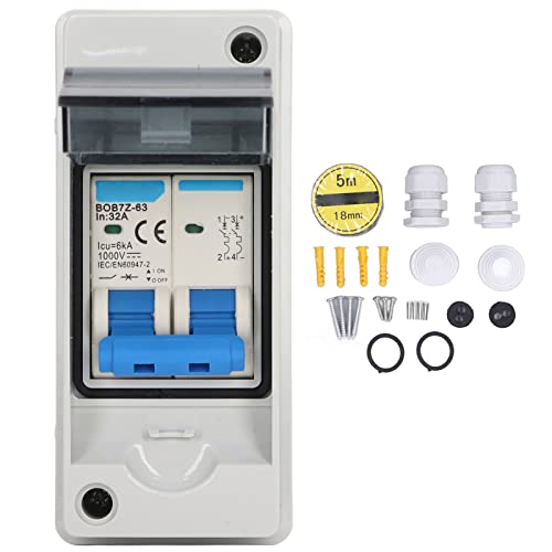 2P 32A 1000V DC Circuit Breaker, 6KA IP65 Waterdichte DC Isolatieschakelaar Zonneschakelaar voor zonnepanel PV-systeem