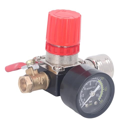 Luchtcompressor drukregelaar set Pneumatische gereedschapsregelaar met 4-Way Valve drukmeter 0-180 PSI Europese stijl (1/4 Inch Ball Valve)