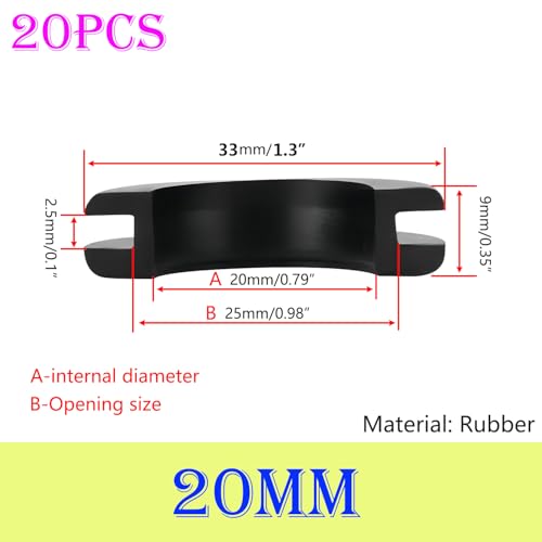 Verpakking van 20 rubberen grommets, gatdiameter 20 mm, installatiediameter 25 mm