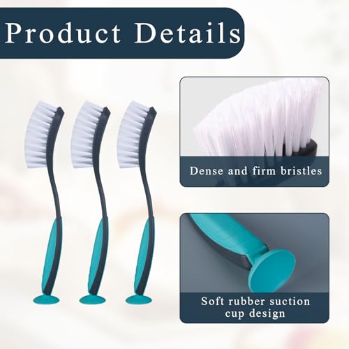 Afwasborstel Set van 3 Afwasborstels met Zuigbeker Keukenborstel Afwasborstel Afwasborstel Keukenborstel Keukenborstel voor Potten Tafelgerei Afwastafels 30,5 x 4,5 cm 3