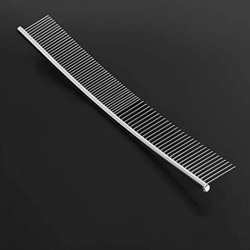 Stainless Steel Curved Dog Comb, Pet Hair Knot Removal Brush, Metalen Crescent Beauty Care Tool (Half Thin en Half Dense Curved Comb) 5