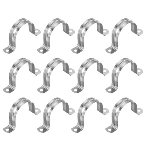 2"(50mm) Stijve Pijpband, 12Scs 304 Roestvrij stalen Buisklem 2 Hole U Bracket Pijpklem Buisband voor Pijp Kabeldraad bevestiging