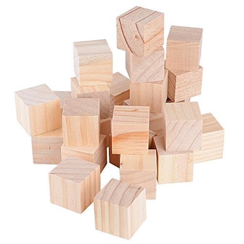 DEOMOR 24st Houten Cubes 40mm Blanco Decoratief Ambacht Materiaal Vierkante Natuur voor DIY Crafts Schilderen Ambacht Decoratie