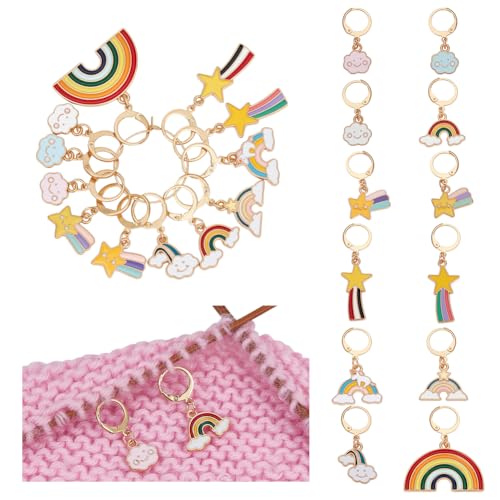 24 stuks 12 stillen regenboog hadsteekmarkering, 5,6 cm legering emaile hanger behandeling steekmarkeringen met 304 roestvrij staal Leverback oorlogen voor naaien accessoires