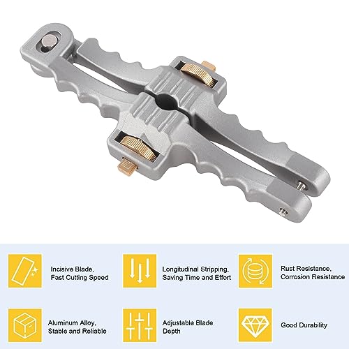 Verstelbare Kabelstripper, Transverse Gepantserde Kabelstrippen Mes Fiberglas Kabel snijgereedschap met verstelbaar mes, Aluminium, Draadstrippers