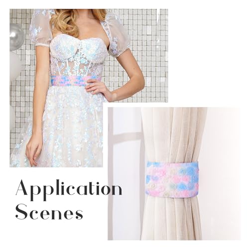 1 Yard Flower Lace Trim Kleurrijke 3D Rose Mesh Stof Borduren Applique Naaiwerk Trims 60mm breed Handgemaakte Floral Lace Libbons voor DIY Naaien op projecten 3