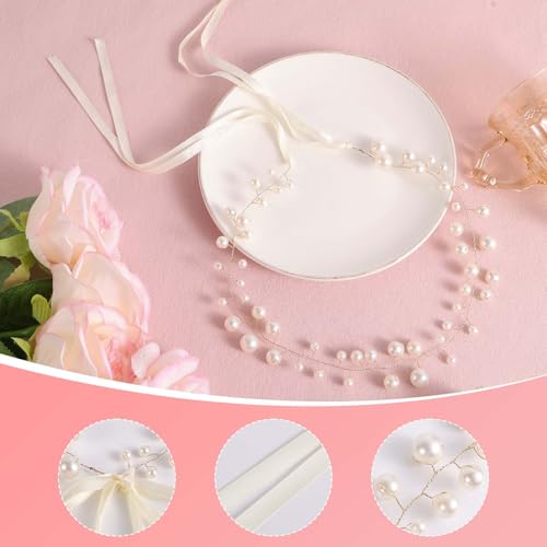 Parel Hoofdstuk voor meisjes, Delicaat Eerste Communie Headdress Parel Hoofdband Haar Accessoires Bloem Meisjes voor Verjaardagen Bruiloften Engagements Communie partijen 5