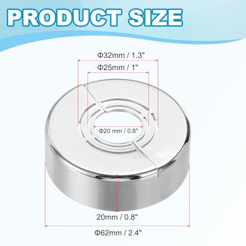Wall Split Flange 0.8/1/1.3 Inch, 0.8" Thicken Cuttable ABS Ronde Rosette Plaat Cover Gesp voor Hookah Faucet Decoratie, Zilver