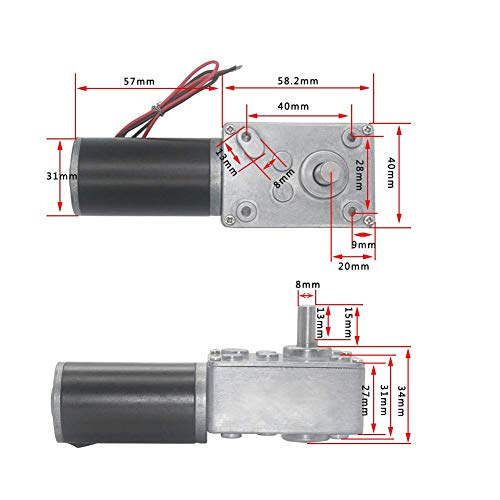 12V 30rpm DC Worm Motor 50kg 31mm High Torque Zelfremmotor achteruit Mini Turbine Transmission Motor voor DIY Robot draaibare deur slot Gordijn Machine