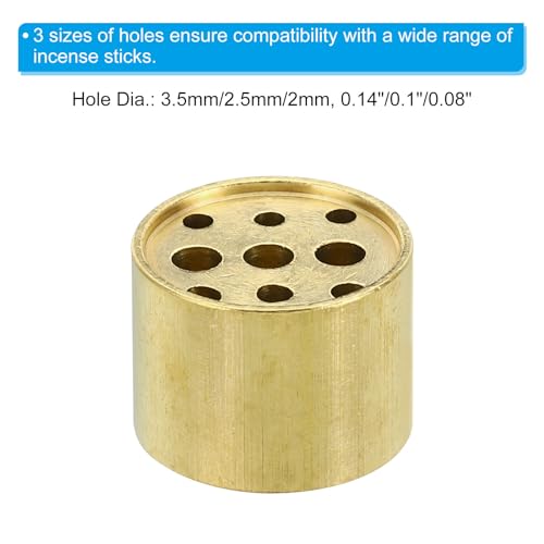 Incense Holder, Brass Incense Burner Cone Stick Holder met 9 gaten Incense Stand Base voor Yoga Spa Room Home Office, 0,8 inch Dia. 1,5 cm hoog 4