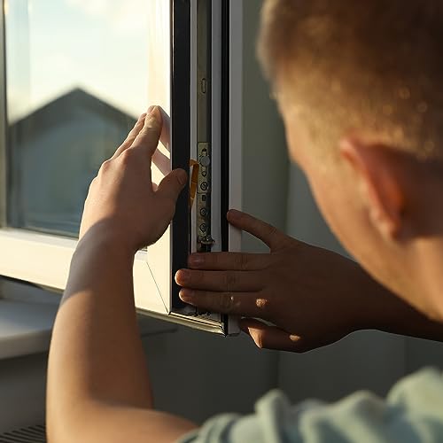 Weerstrippen voor deuren, 2 Rolls 3/8" B x 3/8" T Schuimafdichtingsband, Zelfklevende isolatiestrip voor deurvensters, Airconditioning, zwart (6.56 voet lengte) 5