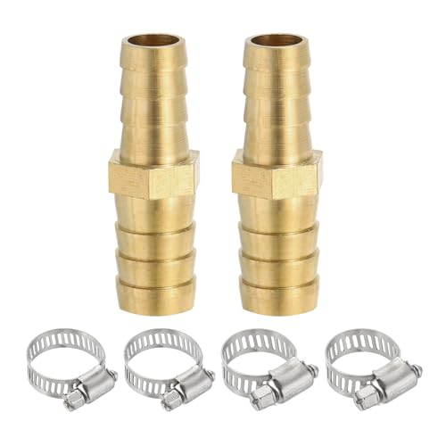 3/8" tot 1/2" koperen slang Barb Reducer, 2Pcs Barbed Draad slang past met 4 roestvrij stalen klemmen Verminder Splicer Mender Unie Adapter voor lucht water brandstof