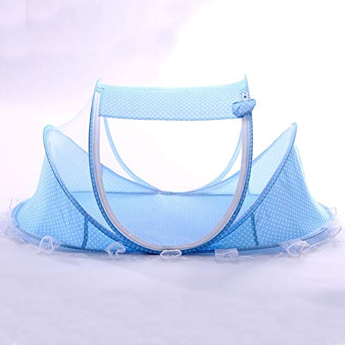 Spacnana Portable Foldable Baby Bed, Mosquito Net Tent, pasgeboren slaapbed Travel Bed for Babies and Children (Sky Blue, Green, 110x60x40cm) 5