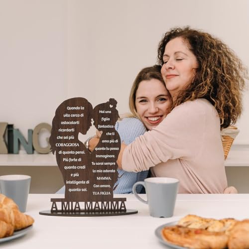 Cadeau voor moeder middelpunt Moeder Compelanno Houten Teken met Inscriptie Een Mia Mama Originele Gift Moederdag Verjaardag Dames Kerstmis 4