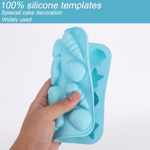 4 Stampi per Fondente a Tema Marino, 2 Misselijke Stampi in Silicone a Forma di Conchiglia Stella Marina Accessorio per la Cottura fai da te di Cioccolato Caramelle e Fondente (Blue and Pink) 4