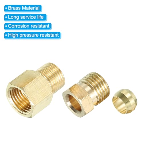 Messing Tube Fitting 6mm Tube OD 1/8 BSP Man Wire, 3Scs Compressie Pipe Connector Unie Straight Koppelaar Adapter, Gold Tone 4