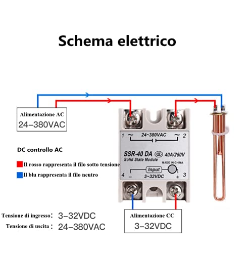 Solid state relay SSR-40DA 40A Monofase solid state relais ingang 3-32V DC uitgang 24-380V AC 4