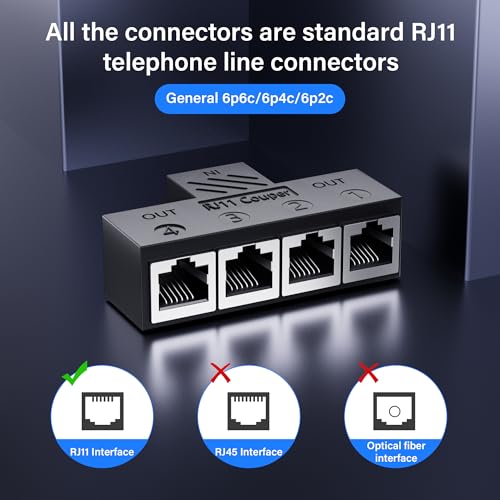 RJ11 koppeling RJ11 vrouw tot 4 vrouw 6P6C Telefoon inline koppeling telefoon uitbreiding adapter voor vaste fax machine (1 tot 4)