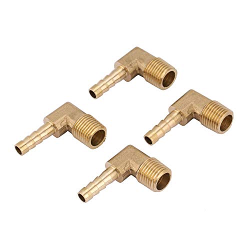 4 st. Tuyau de Coude Barb Raccord Tuyau de Barb Tuyau de Coude de Filetage Mâle en Laiton G1/4" (G1/4" 6mm) 5