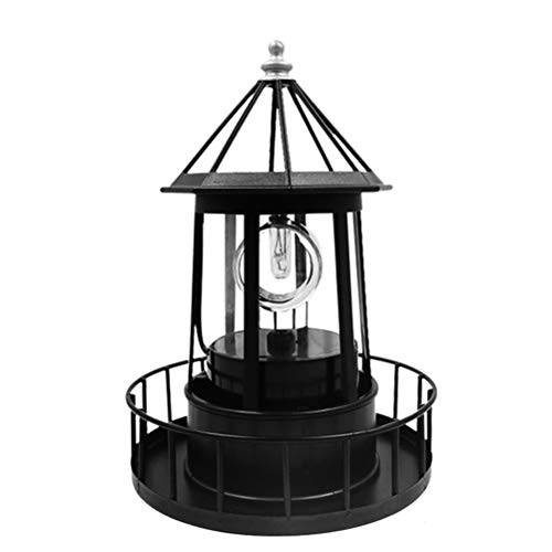 Solar Rotating Lighthouse Light Outdoor Garden Decoration Lantaarn (zwart)