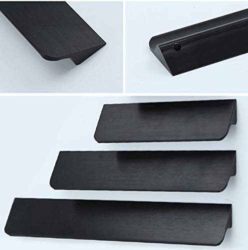 2 handgrepen voor Cupboards, Laden, Meubilair Laden Handvat, Aluminium Legering, Gat Spacing 64mm, Schroeven inbegrepen, Zwart 4