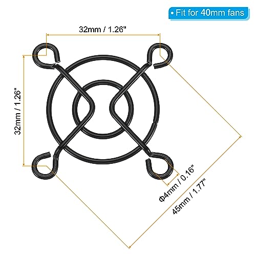 40mm Ventilator Finger Grill, 4 Pack Metal Grill Protector Guard Ventilator Beschermhoes voor 40x40mm Uitlaatventilatoren voor apparatuur Computer DIY, zwart