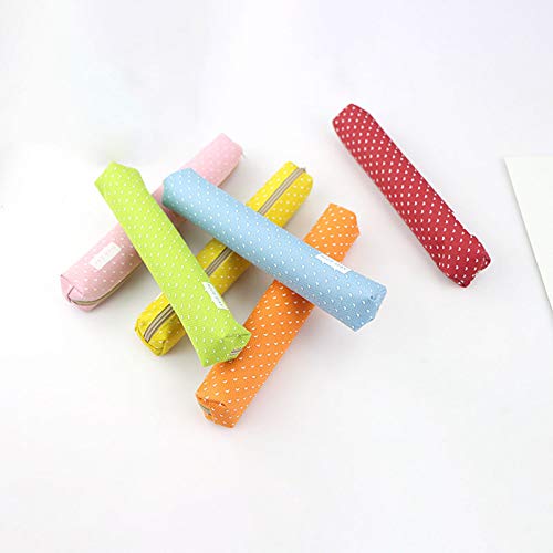 1 x Potlood Case White Dots Oxford Stof Portable Pencil Case for Stationery, Pennen, Potloden, Toiletartikelen, Roze, Casual 5