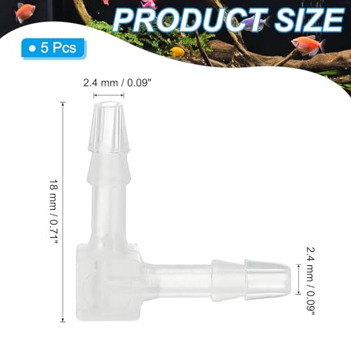 0,3cm kunststof slang Barb 90 Degree Elbow, 5st L Barb Fittings 2 Way Equal Barbed Wire Connection Connector Splitter Slang Adapter Unie Adapter voor Aquarium Brandstof